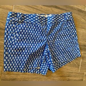 J.CREW City Fit Classic Women’s Blue White Geometric Chino Shorts 8 Stretch